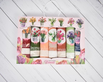 Подарочный набор льняных полотенец "Неделька цветы" 42х42